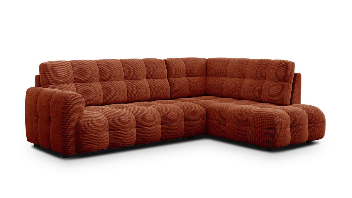 ECKSOFA MELLOW 5-Sitzer, dunkelorange - Dunkelorange/Schwarz, Holz/Textil (283/191cm) - Courtois Laville