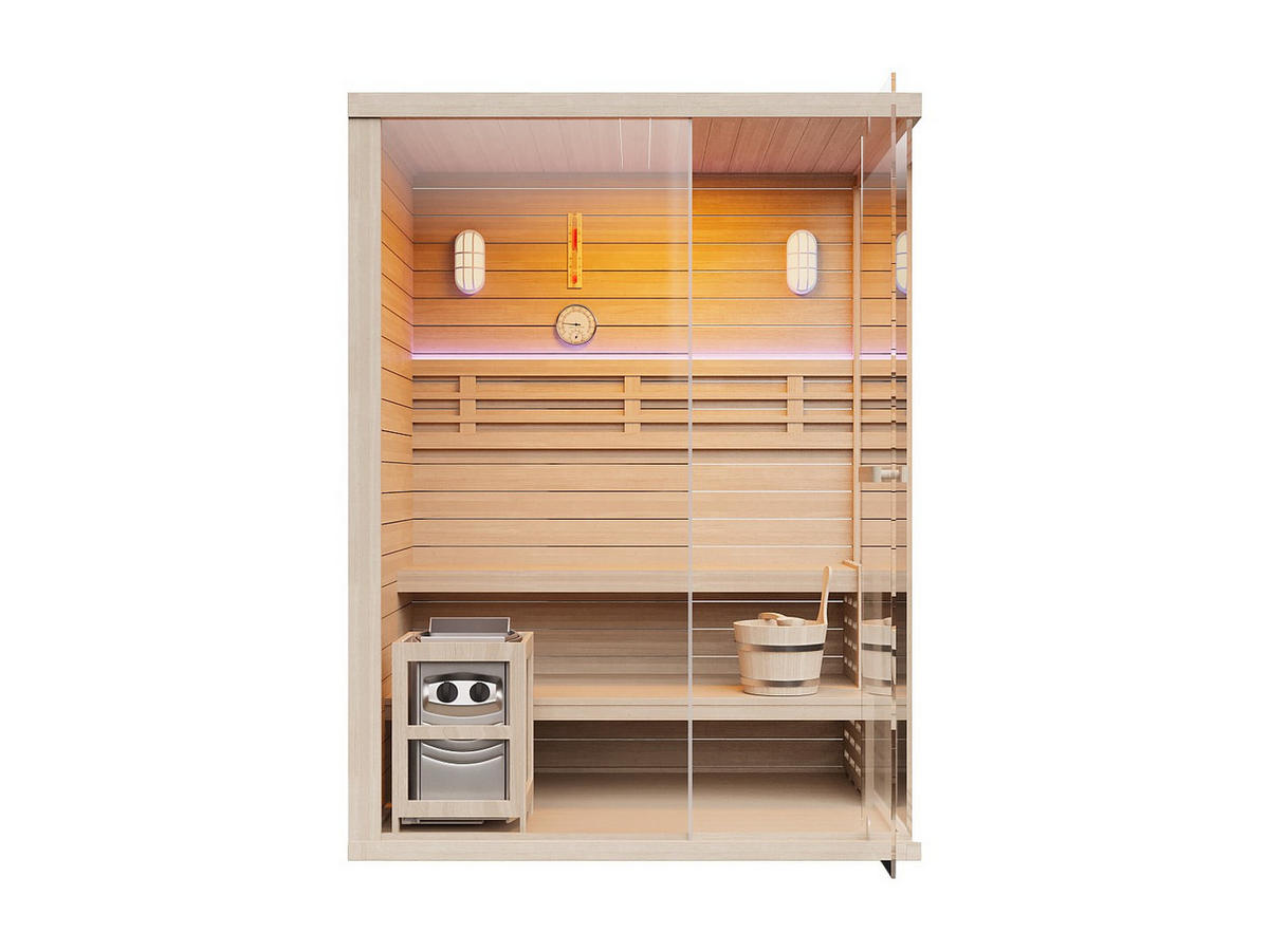 FINNISCHE Sauna - 3 Personen - Holz, Platte - Naturfarben Hell - - Naturfarben, Holz (150/200/120cm) - Vente-Unique