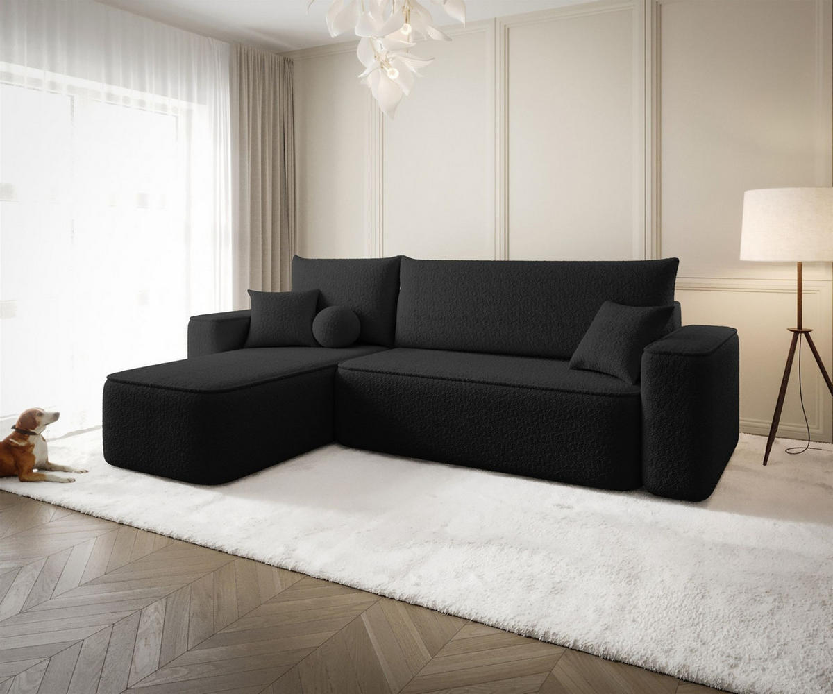ECKSOFA Agepo Stoff Quelle - Schwarz, Holzwerkstoff/Textil (250/150cm) - Fun Möbel