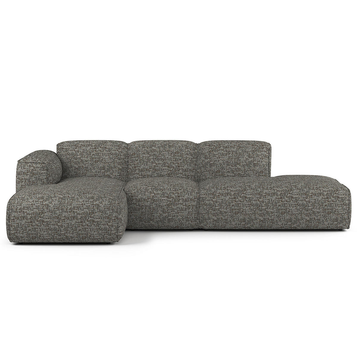 ECKSOFA mit Chaiselongue - Schwarz/Grau, Kunststoff/Textil (290/173cm) - home24