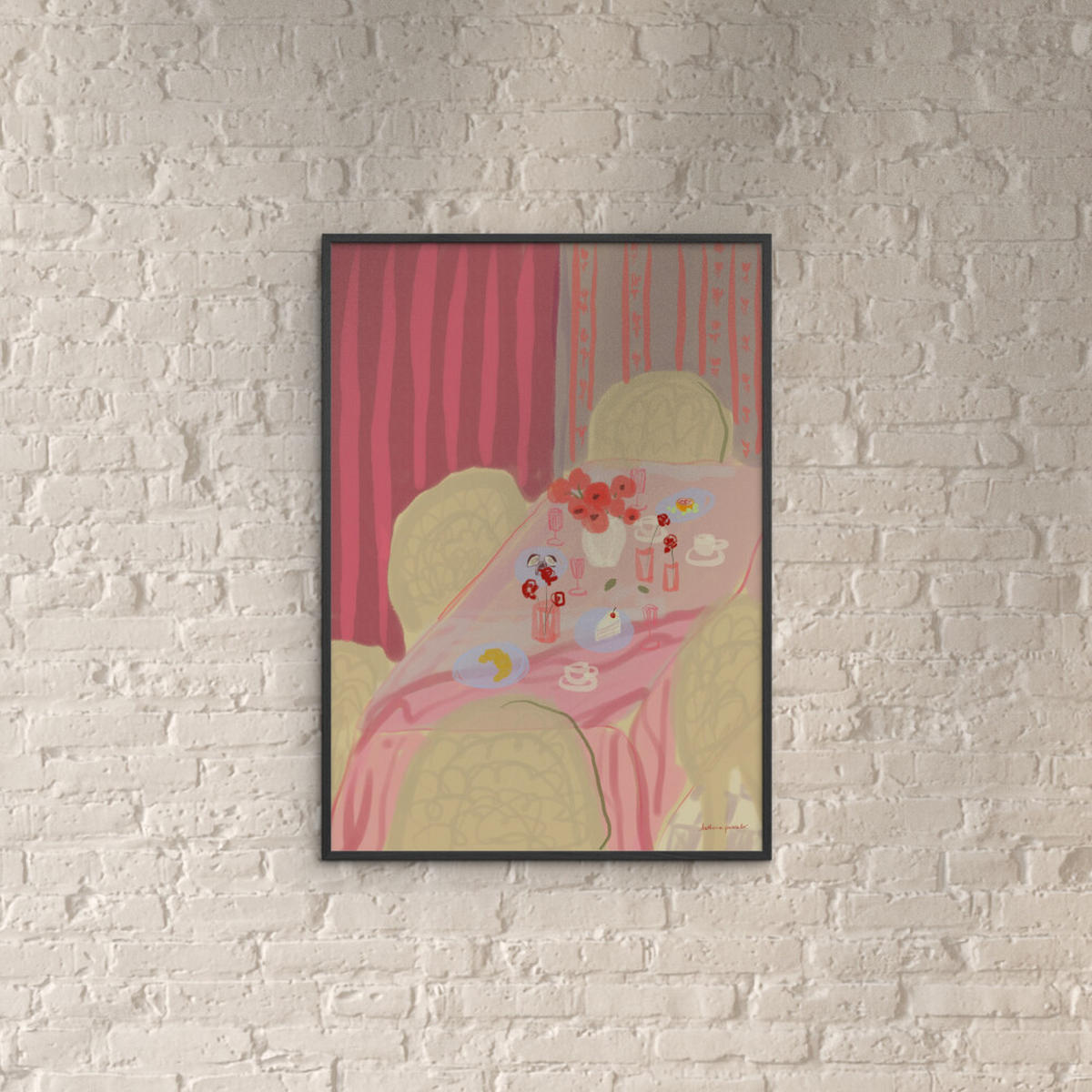 POSTER mit Rahmen Katharina Puritscher - Rose Table - Pink/Schwarz, Holz/Papier (30/40cm) - Poster&Frame