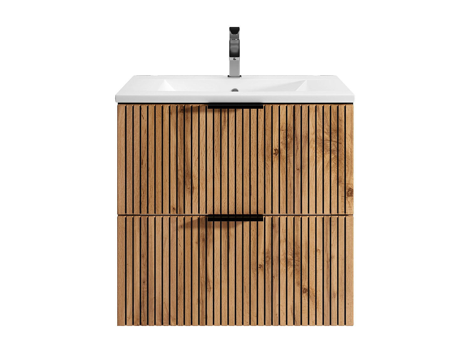 EINZELWASCHTISCH - 60 cm x 46 cm - Holz, Platte - Schwarz, Naturfarben Hell - MADELA - Schwarz/Naturfarben, Holz (60/57/46cm) - Vente-Unique