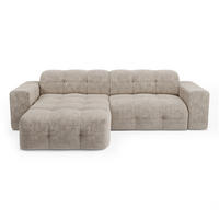 ECKSOFA LINKS geprägter Samt beige 230cm - Beige, Textil (155/230cm) - Sia Home