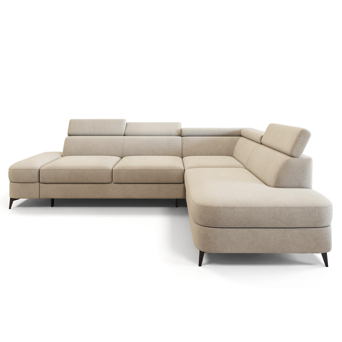 ECKSOFA AVISE MV R-S Creme Velours-Stoff mit Schlaffunktion - Creme, Holzwerkstoff/Textil (268/195cm) - MASSENO