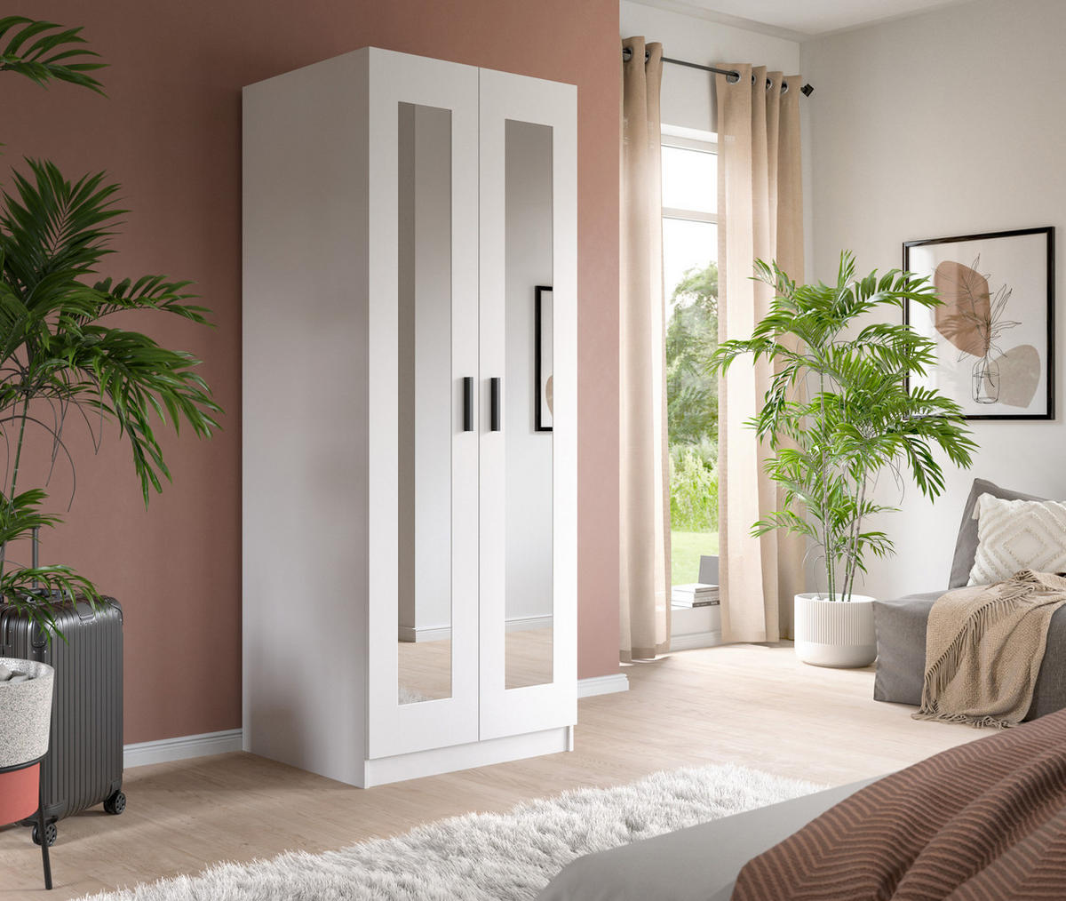 KLEIDERSCHRANK 2-türig VISBY (B/H/T: ca. 80/195/56 cm) in weiß/weiß - Weiß, Holzwerkstoff (80/195/56cm)