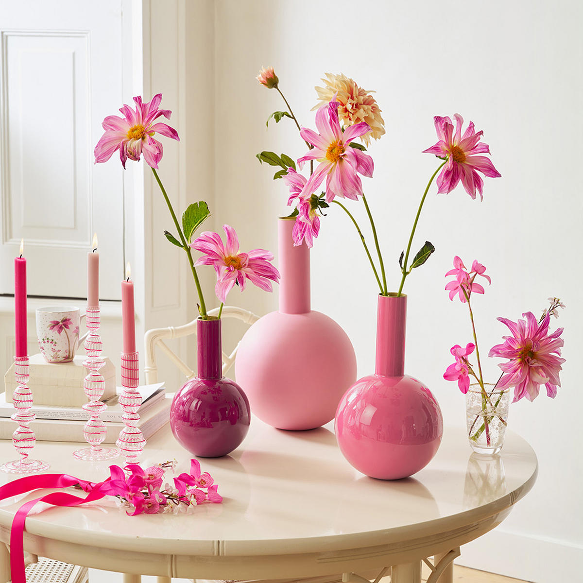 VASE Metal medium rosa 19x33 cm - Dunkelrosa, Metall (33cm) - Pip Studio