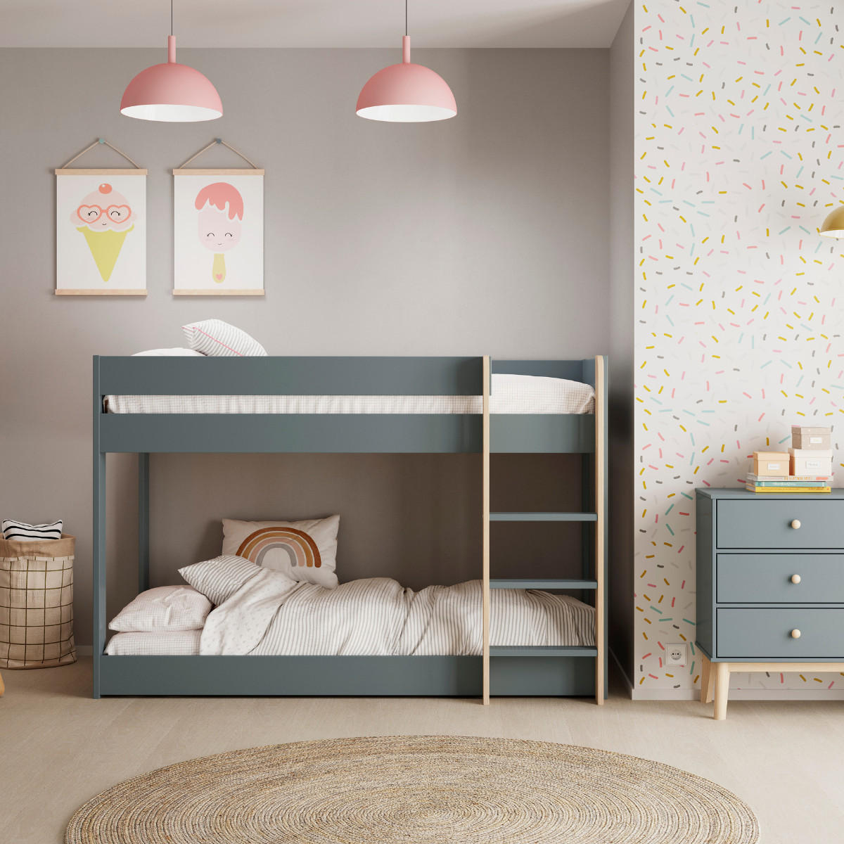 ETAGENBETTEN 90x190 cm 107,4/197/131,5 cm - Grün, Holz (90/190cm) - Calicosy