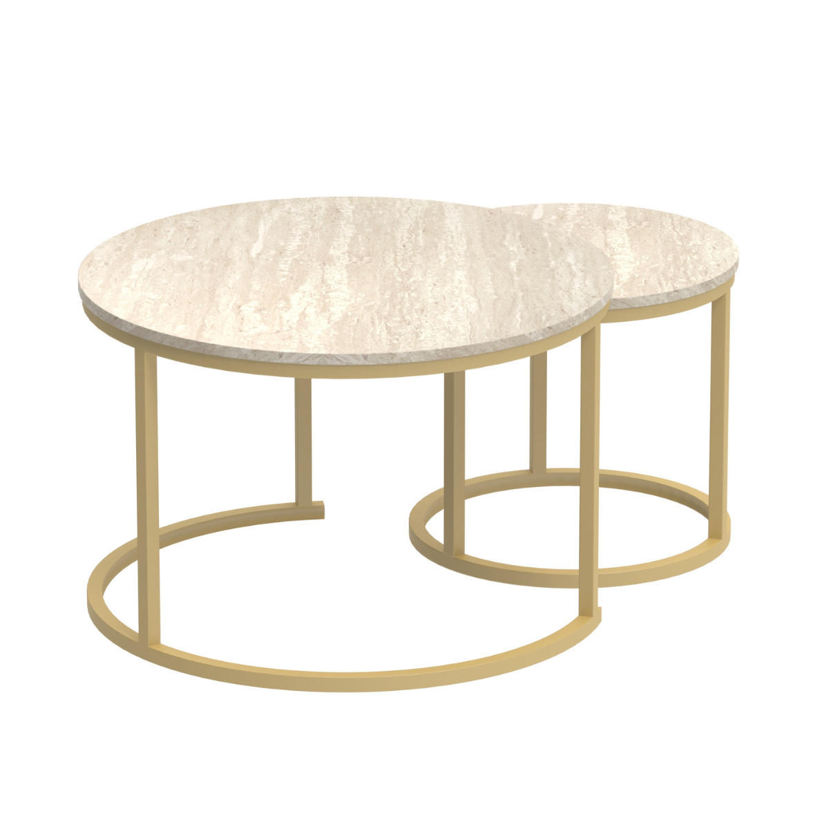 BEISTELLTISCHEN (Set aus 2) 70/70/45,5 cm - Goldfarben, Holzwerkstoff (77.5/70/45.5cm) - Calicosy