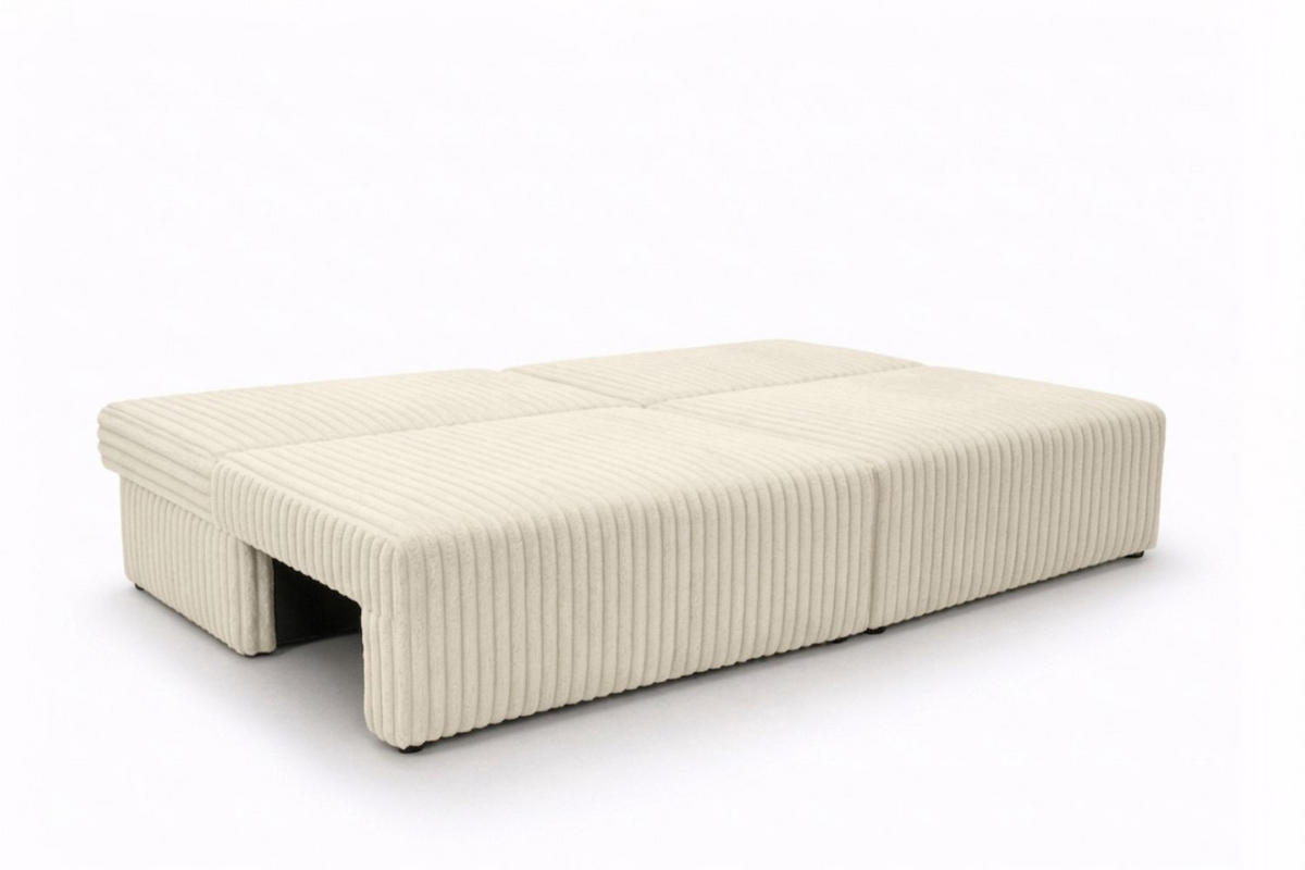 SOFA Mit Schlaffunktion Und Bettkasten, Cordstoff Tilia, Ecru, BEST MINI - Ecru, Holz (200/83/98cm) - Kaiser Möbel