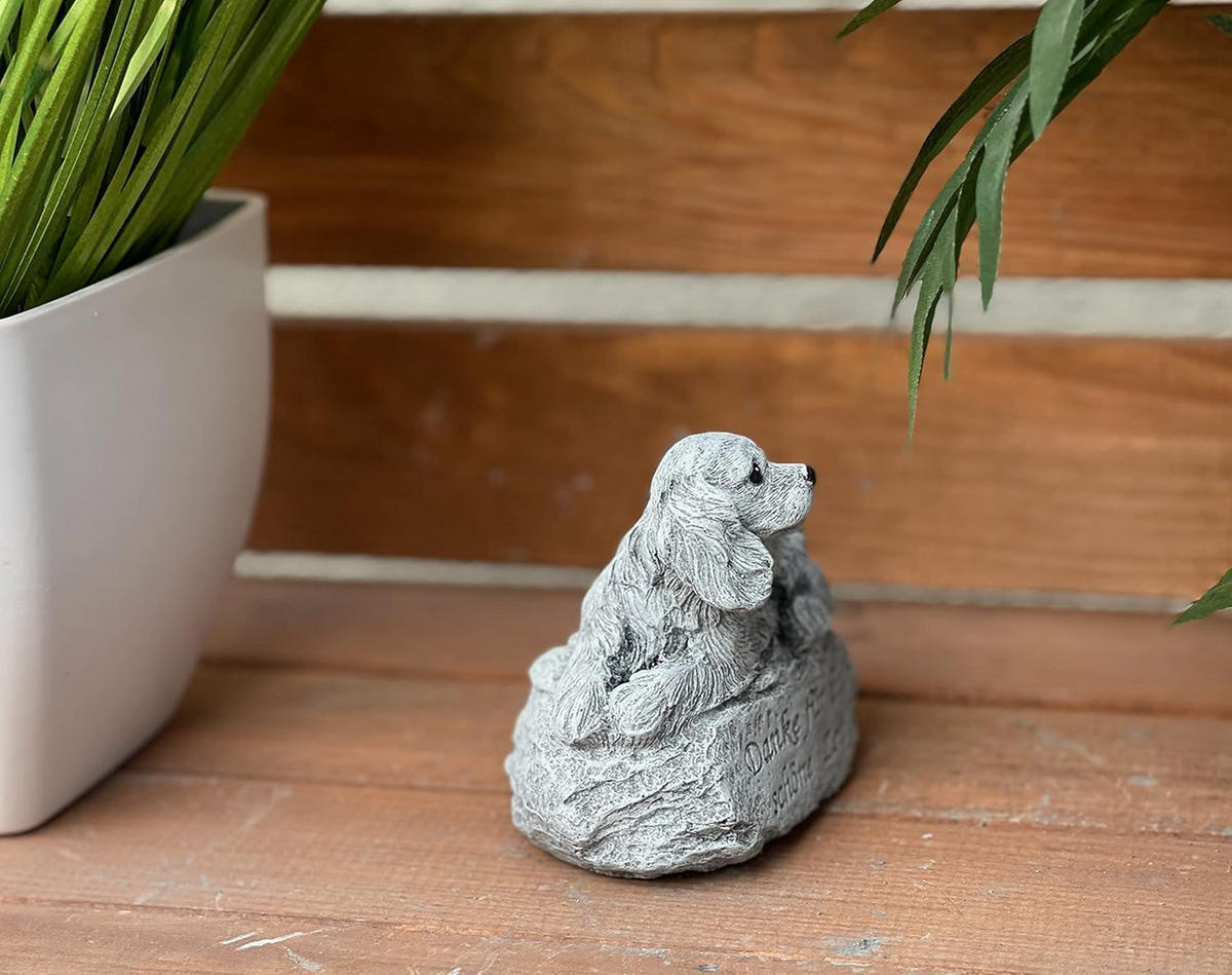 STEINFIGUR Hund Danke für die schöne Zeit, frostfest, Steinguss - Grau, Stein (8/10/6cm) - stoneandstyle