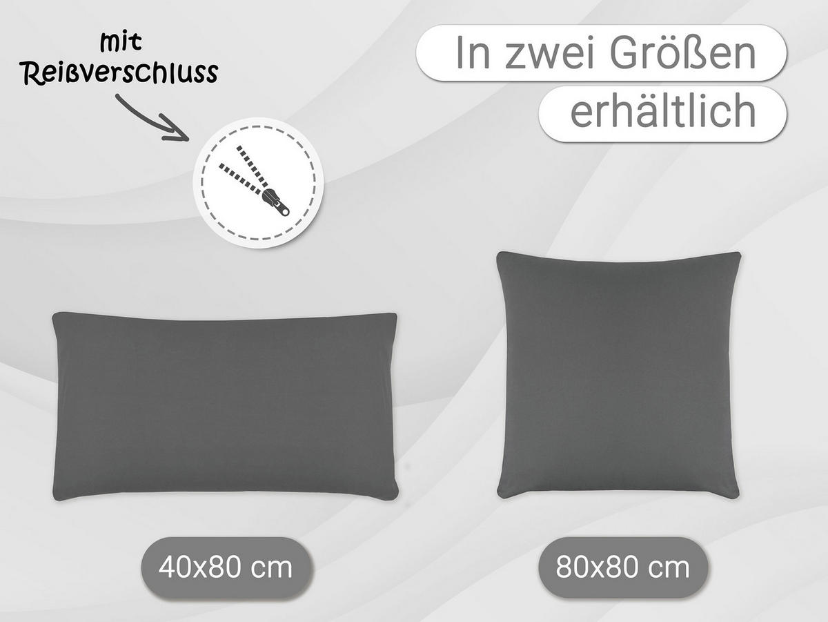 KISSENBEZUG, 2er-Set, 40x80 cm, 100% Baumwolle, Grau - Anthrazit, Textil (40/80cm) - Zollner
