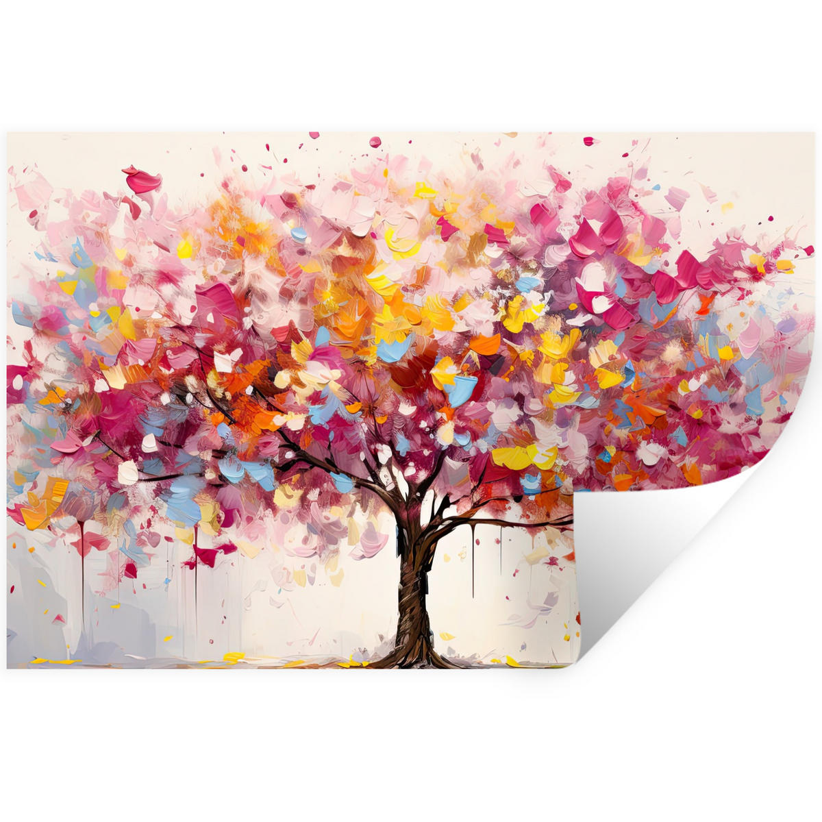 WANDTATTOO Aquarell - Baum - Kunst - Abstrakt 120x80 cm - Multicolor, Kunststoff (120/80/0.1cm) - MuchoWow