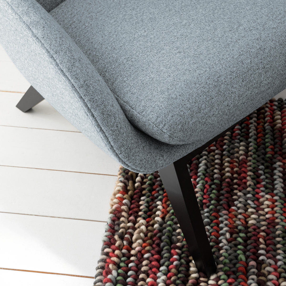 SESSEL - Blaugrau/Schwarz, Eichenholz/Textil (82/102/90cm) - home24