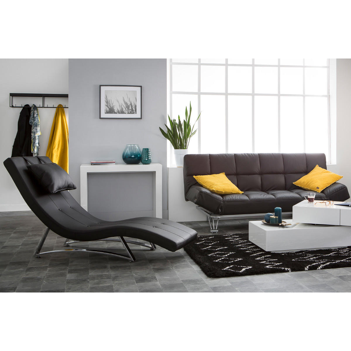 LIEGESTUHL Schwarz MONACO - Schwarz, Textil (64/89/170cm) - Miliboo