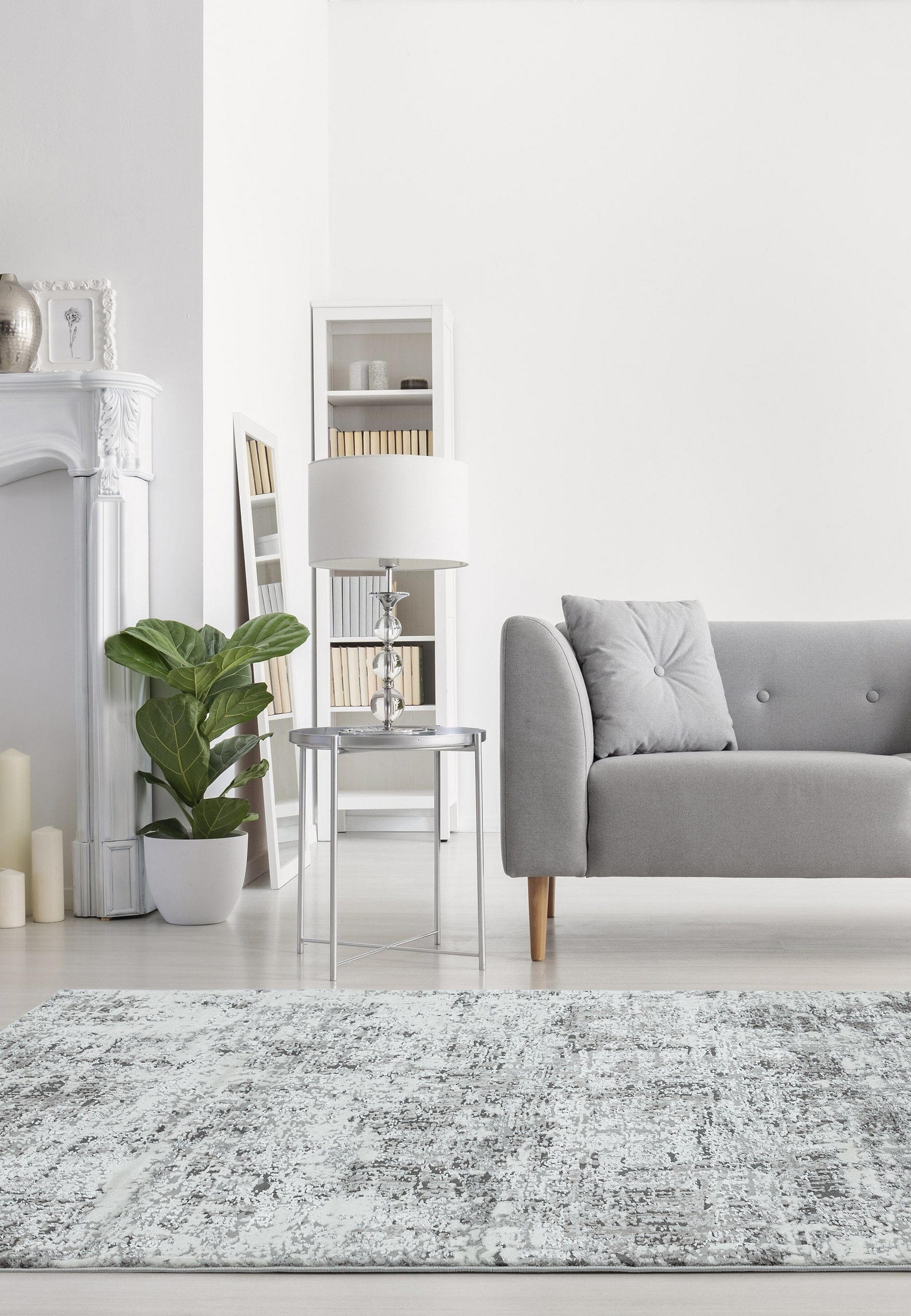 TEPPICH Velours mit Metallic-Glanz abstrakt robust pflegeleicht PARMA-Sorbolo, Silbergrau 160x230 cm - Silberfarben, Textil (160/230cm) - KADIMA DESIGN