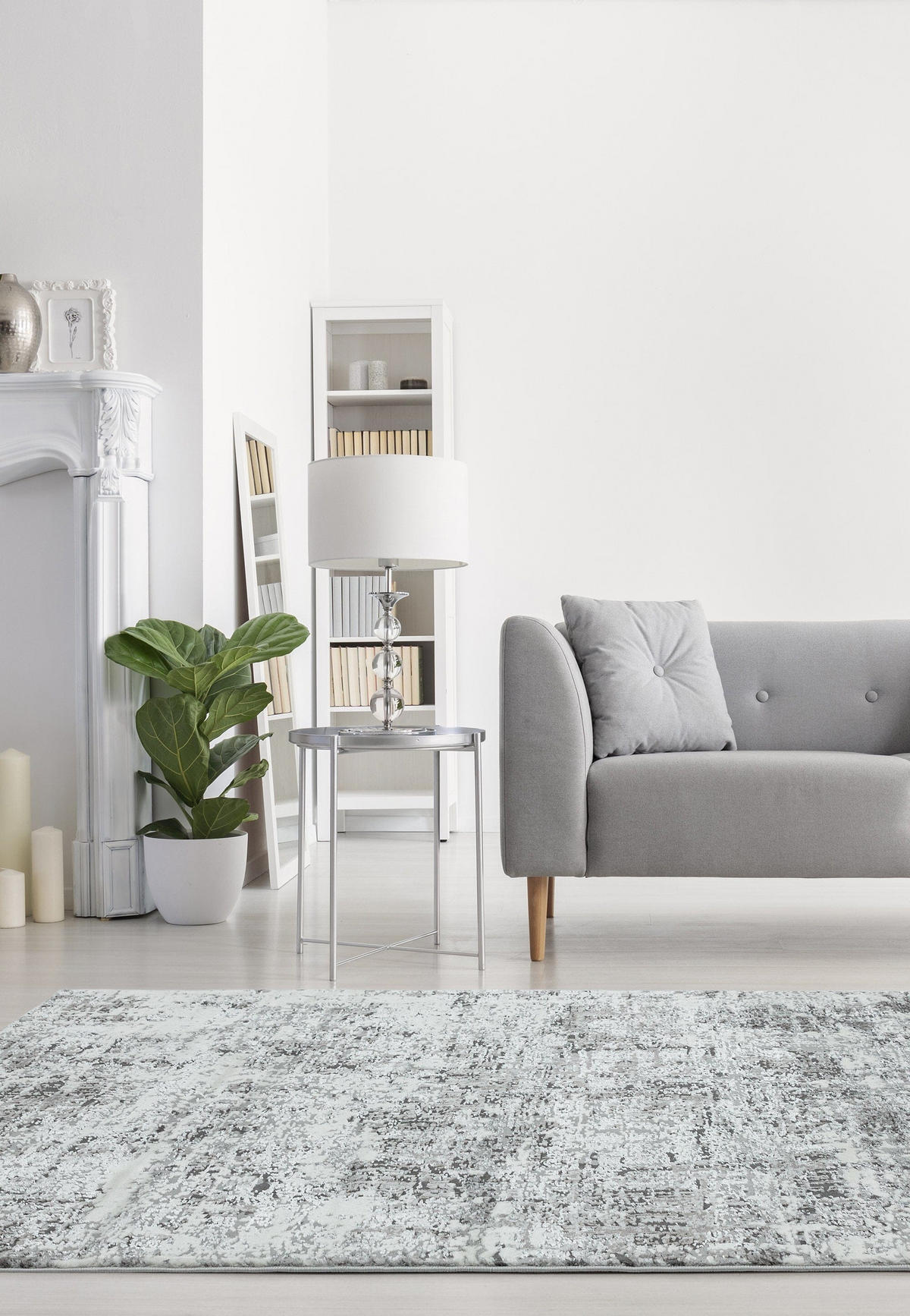 TEPPICH Velours mit Metallic-Glanz abstrakt robust pflegeleicht PARMA-Sorbolo, Silbergrau 160x230 cm - Silberfarben, Textil (160/230cm) - KADIMA DESIGN