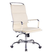 DREHSTUHL Lederlook creme - Chromfarben/Creme, Textil/Metall (58/110/63cm) - CLP