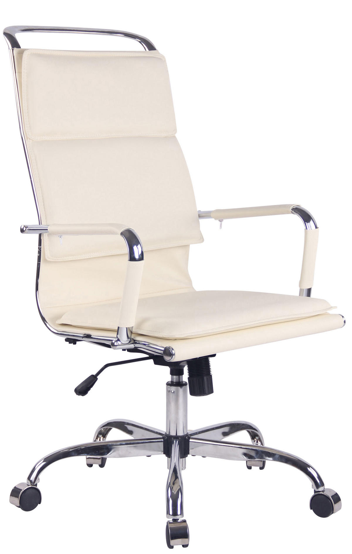 DREHSTUHL Lederlook creme - Chromfarben/Creme, Textil/Metall (58/110/63cm) - CLP
