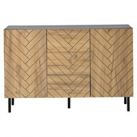 SIDEBOARD Schwarz und Holzfarben 120/40/76 cm - Naturfarben, Holzwerkstoff (120/76/40cm) - PANGIVO
