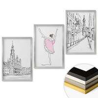 WANDBILDER 3er Set - 40x60 cm Silberner Rahmen - Stilvolle Ballerinen und Architektur - Silberfarben, Kunststoff (40/60cm) - ArtPrintCave