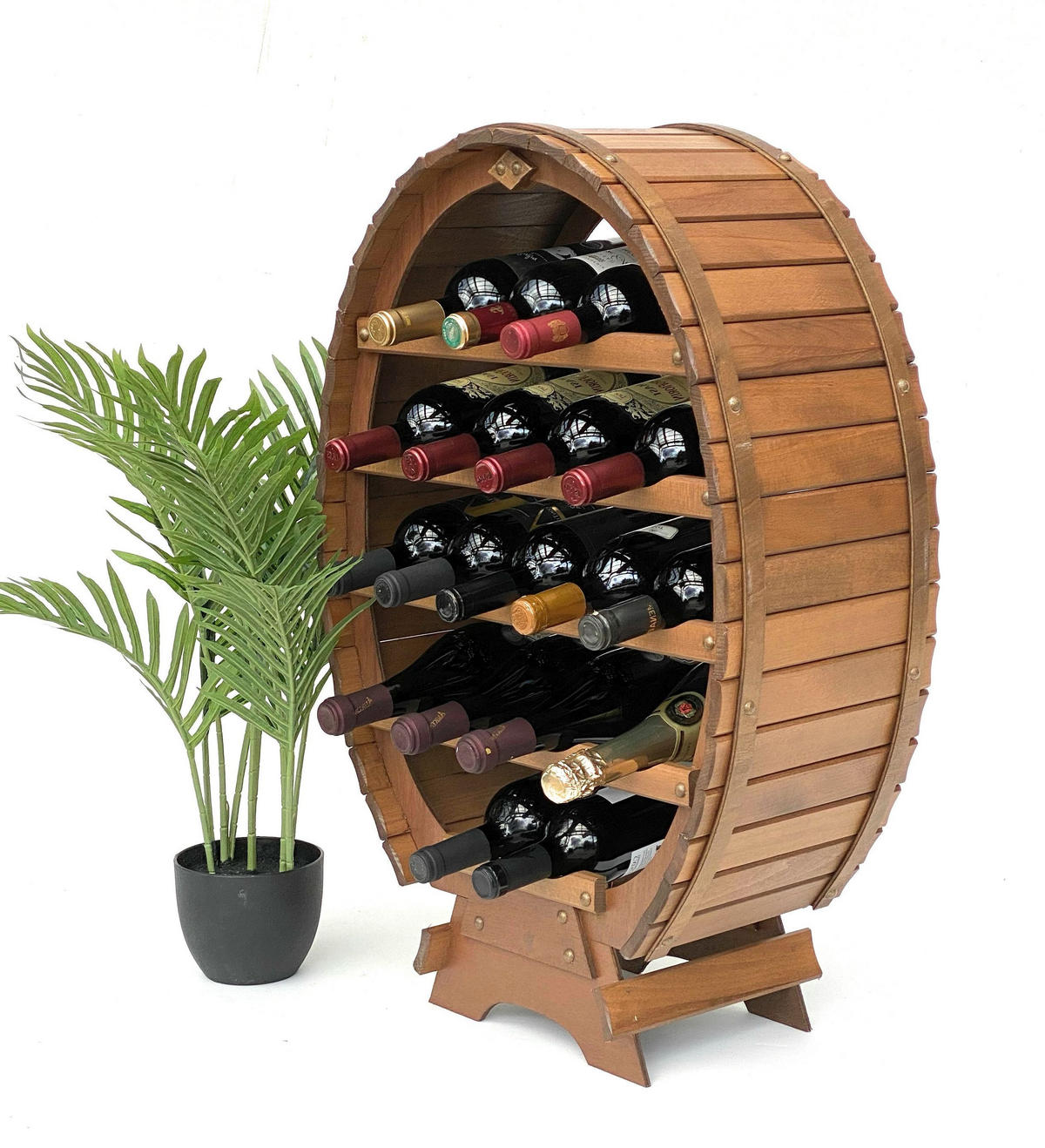 WEINREGAL für 18 Flaschen Holz Stehend Braun 77 cm - Braun, Holz (53/77/24cm) - DanDiBo