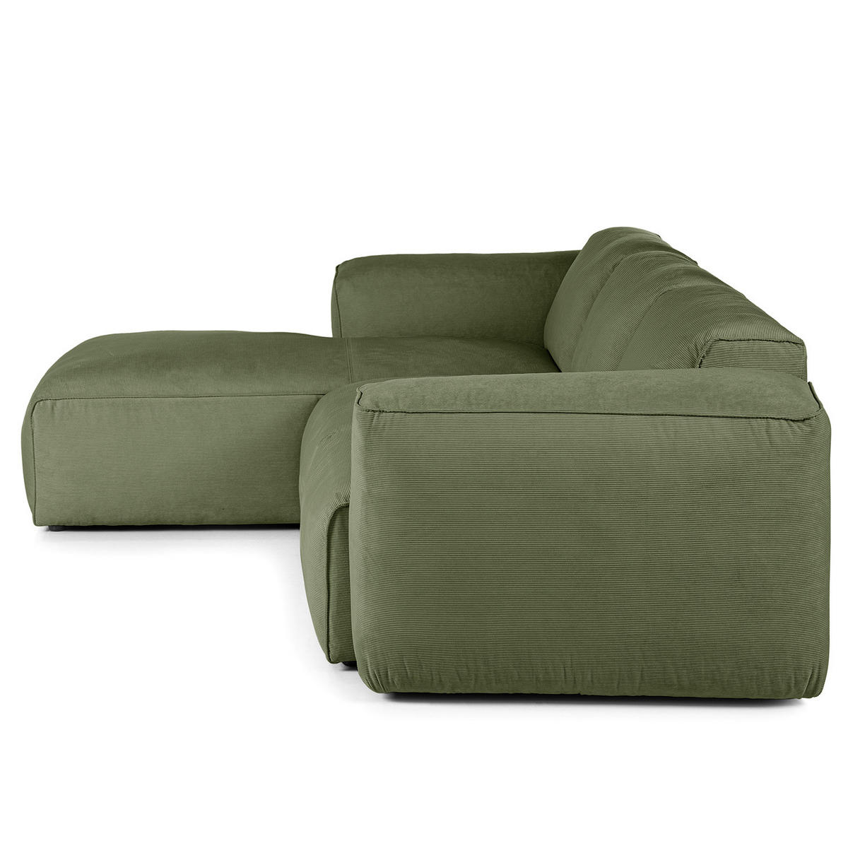 3-SITZER ECKSOFA mit Longchair - Dunkelgrün/Schwarz, Kunststoff/Textil (251/173cm) - home24