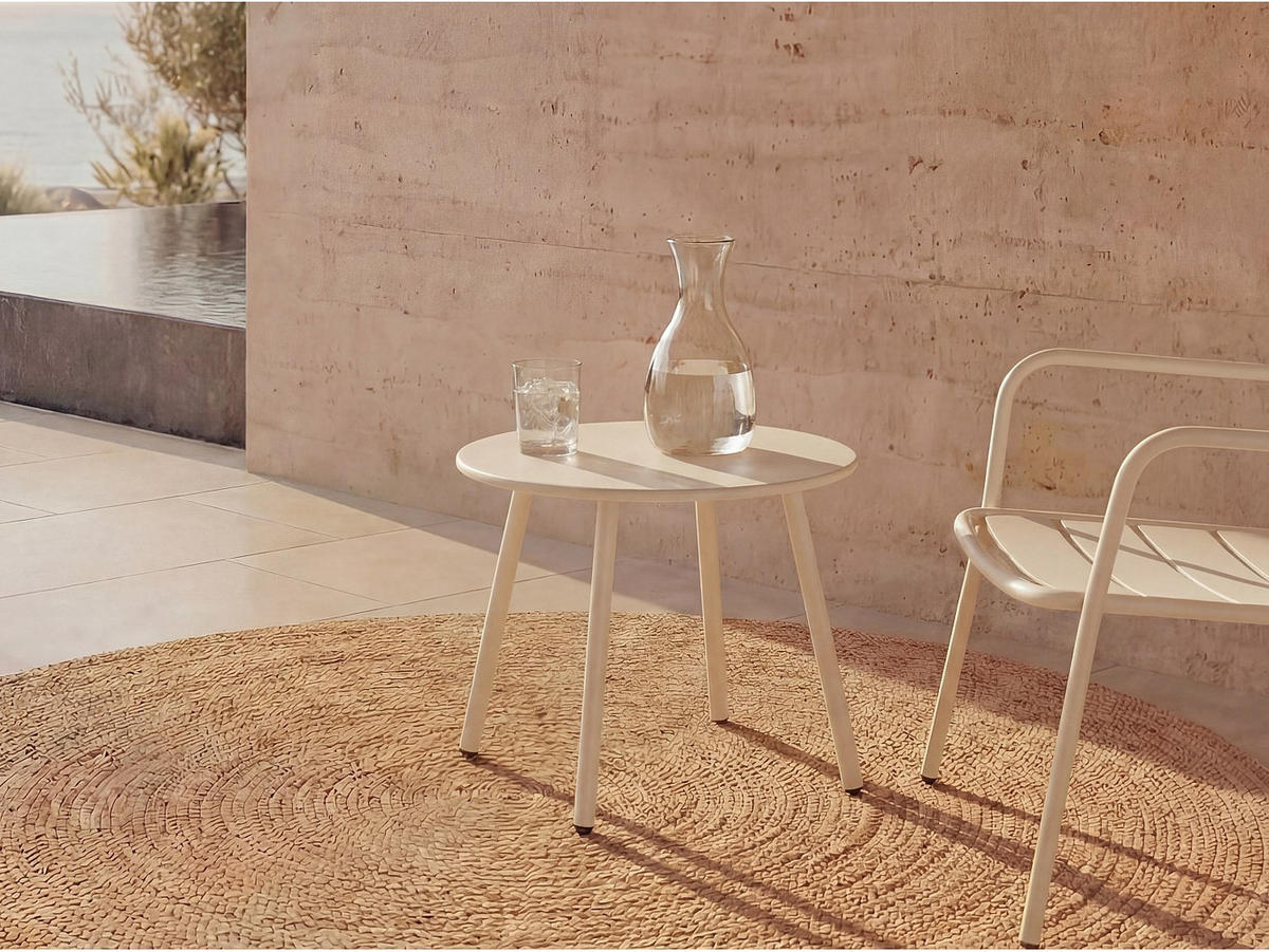 GARTENBEISTELLTISCH - 1 Person-Sitzer - Metall - Beige - - Beige, Metall (50/50/44.5cm) - Vente-Unique