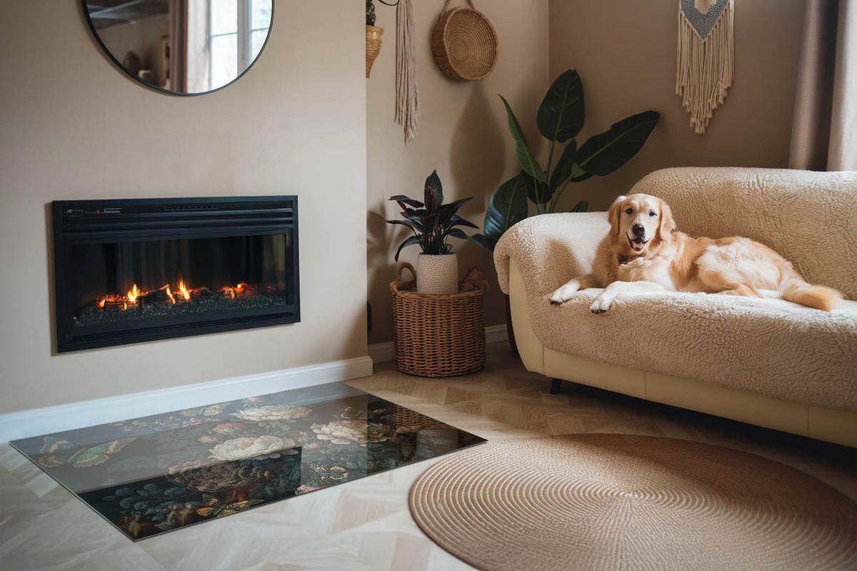 GLASPLATTE für Kamin 120x80 cm Grün - Grün, Glas (120/80/0.4cm) - ArtPrintCave