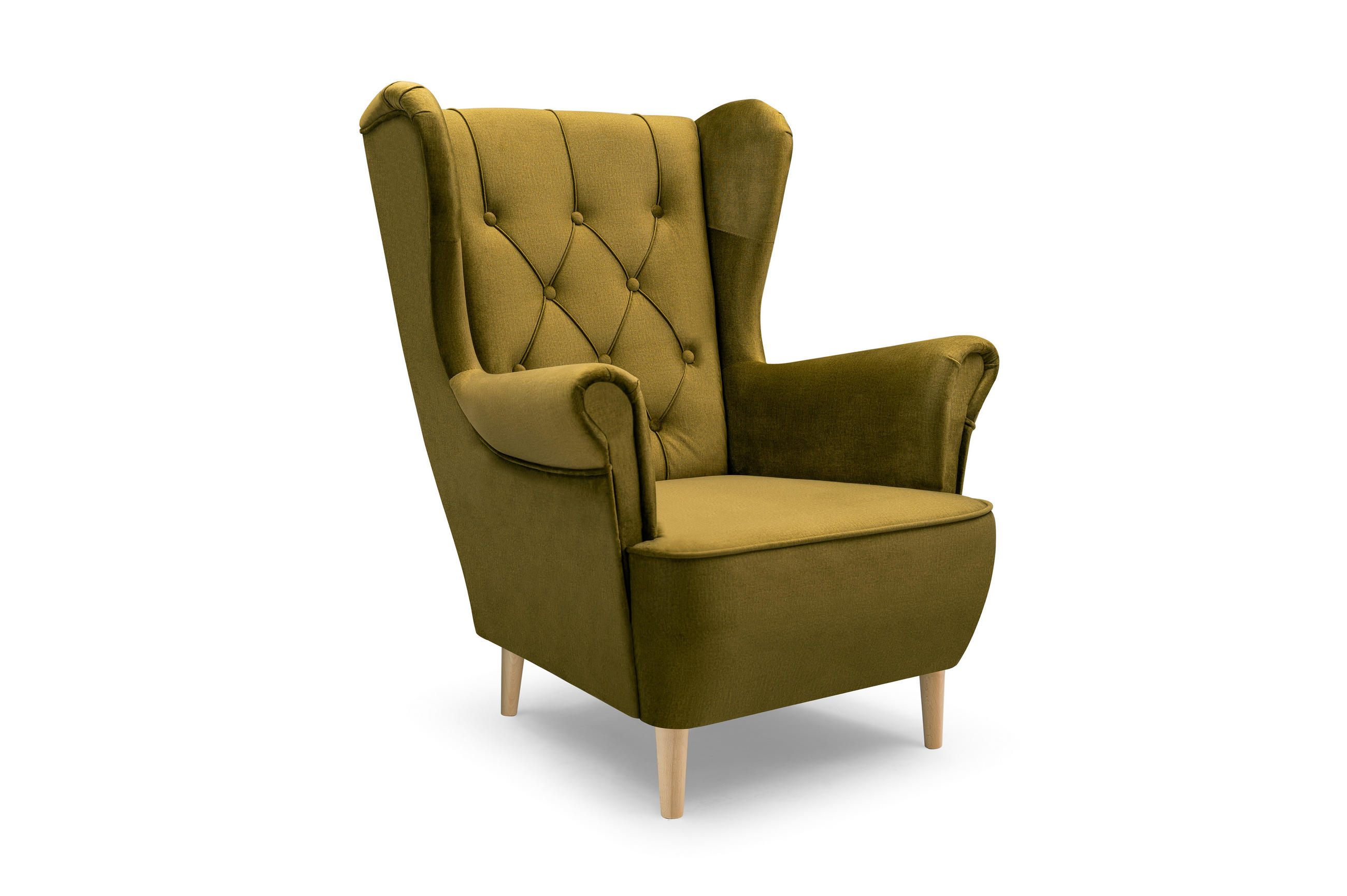 SESSEL TIBER, Polstersessel Glamour Loungesessel, Velours-Stoff Grün - Grün, Holz/Holzwerkstoff (75/104/85cm) - MASSENO