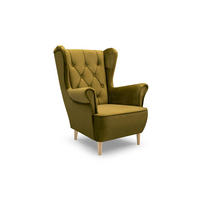 SESSEL TIBER, Polstersessel Glamour Loungesessel, Velours-Stoff Grün - Grün, Holz/Holzwerkstoff (75/104/85cm) - MASSENO