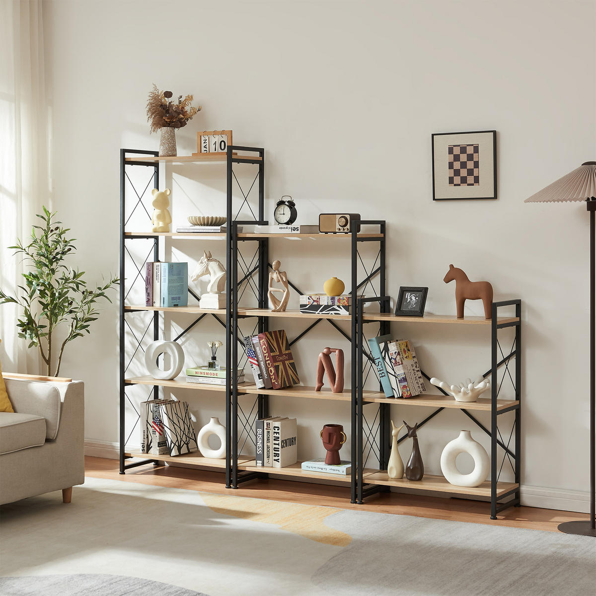 STANDREAGL Skørping - Eichefarben/Schwarz, Holzwerkstoff/Metall (65/90/30cm) - [en.casa]