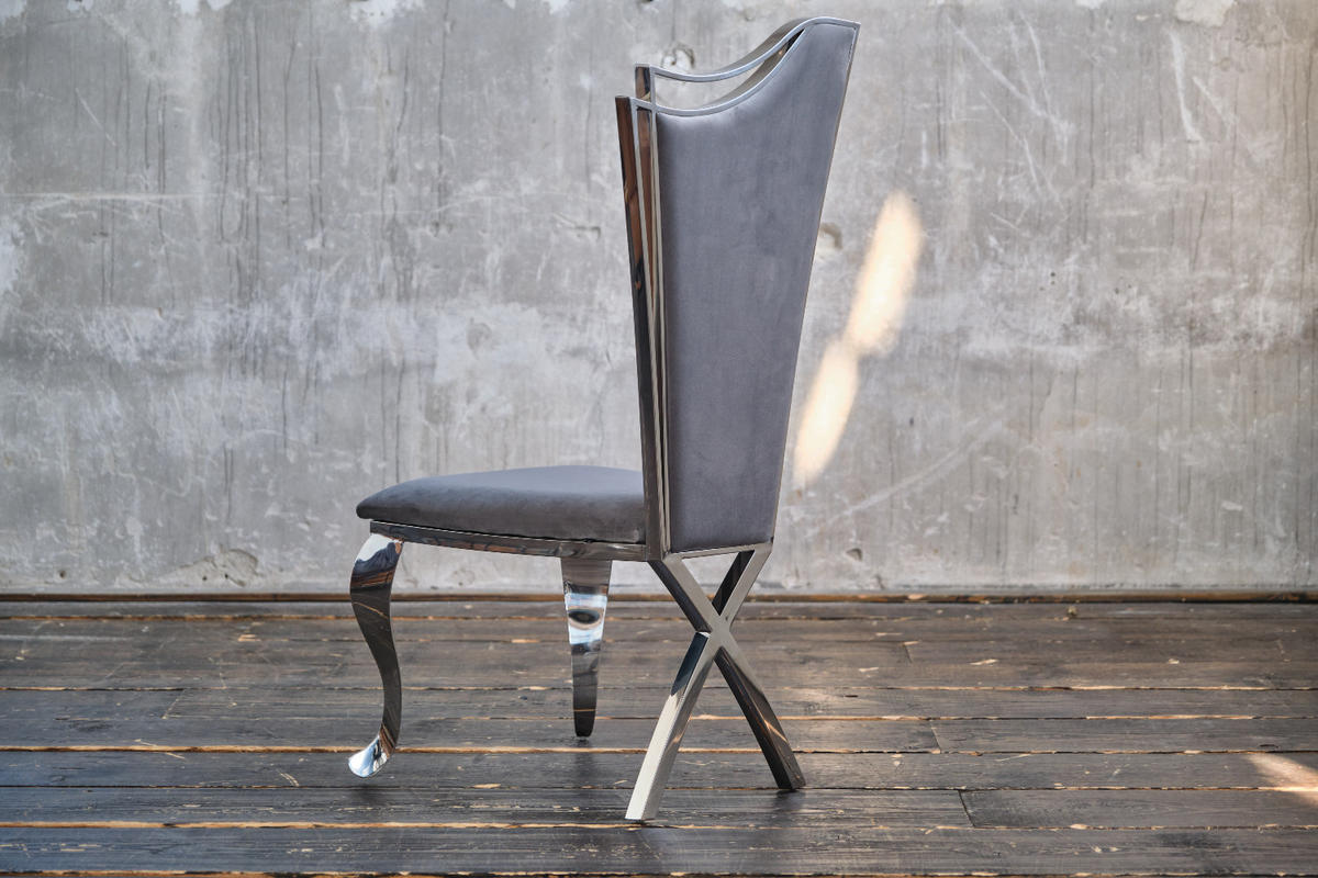 ESSZIMMERSTUHL AMALIA Grau Velvet - Grau, Textil (50/116/55cm) - KAWOLA