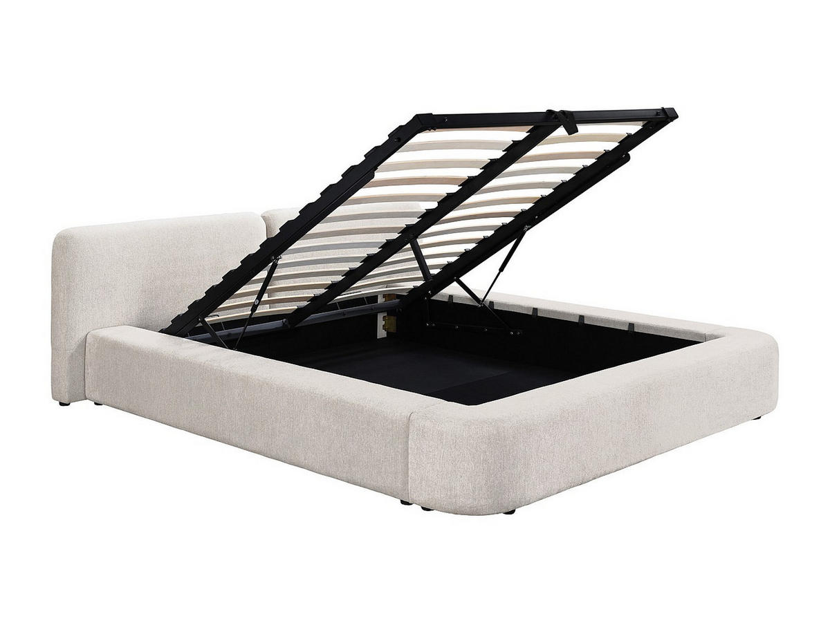BETT mit Bettkasten - 2 Personen - Stoff - Beige - Beige, Textil (160/200cm) - Vente-Unique