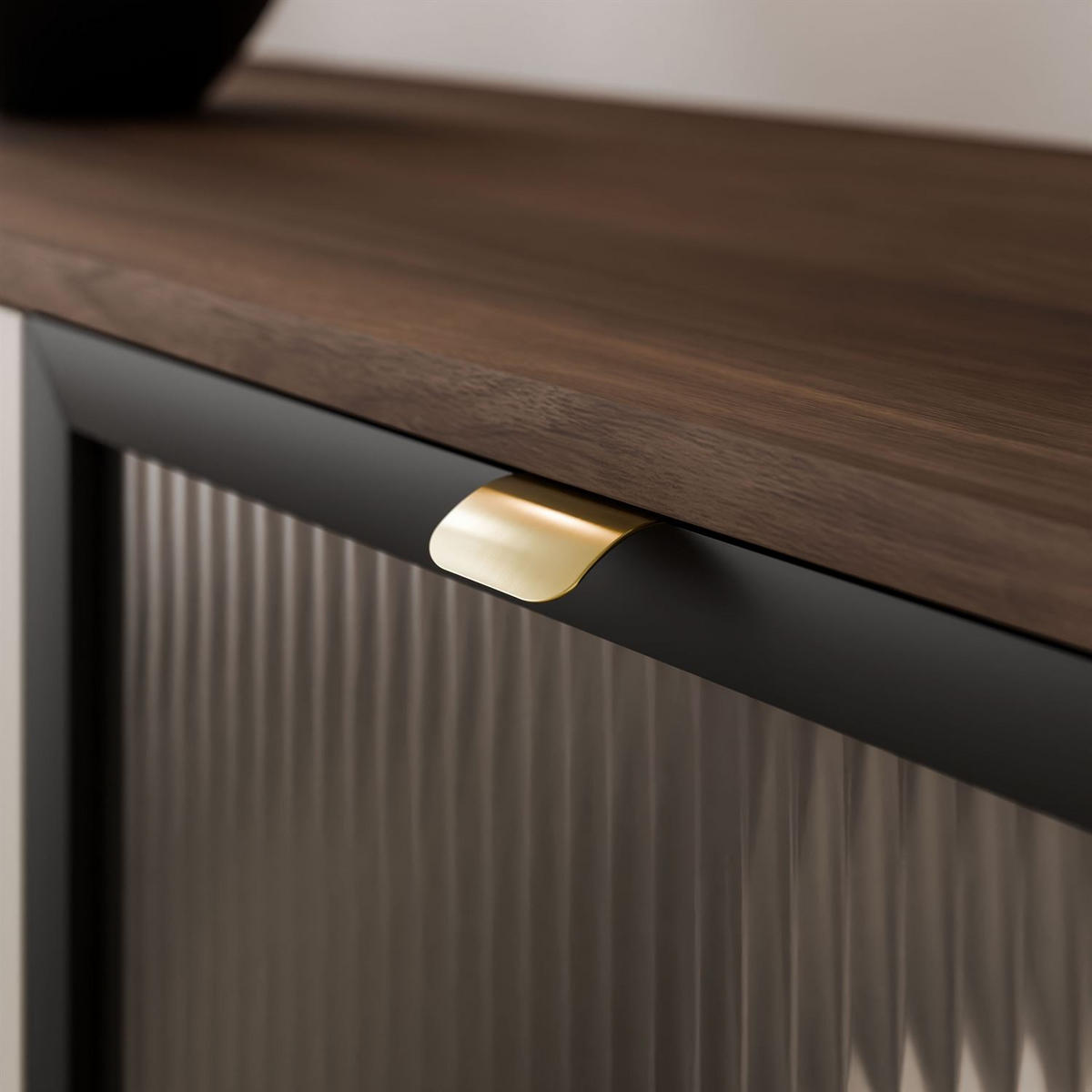 KOMMODE auf Füßen AUTUMN 2D1W mit Glasfront, Kaschmir / Nussbaum - Beige, Holzwerkstoff (160/82/40cm) - Lookway