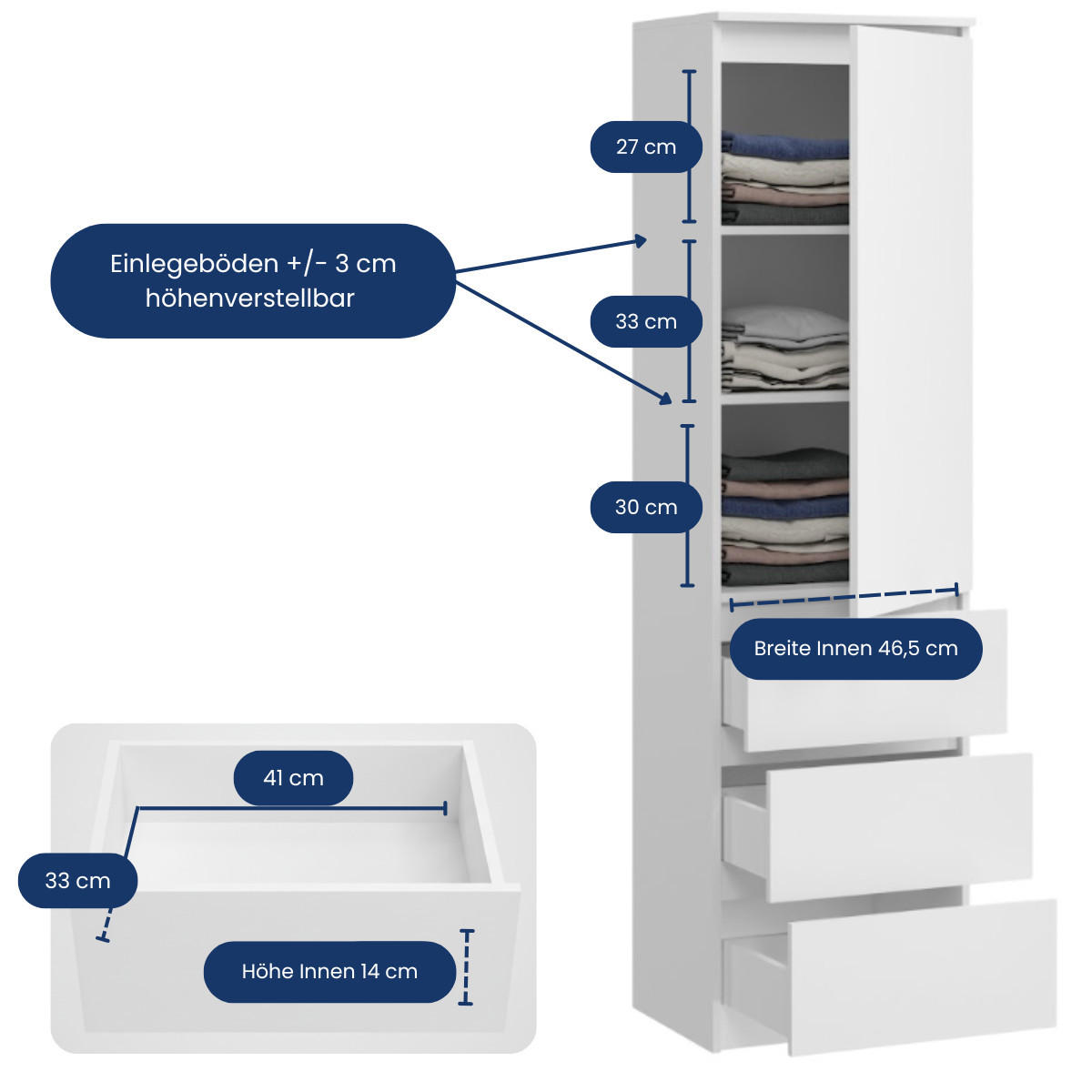 KLEIDERSCHRANK in Weiß - Weiß, Holzwerkstoff (50/180.5/40cm) - Home Collective
