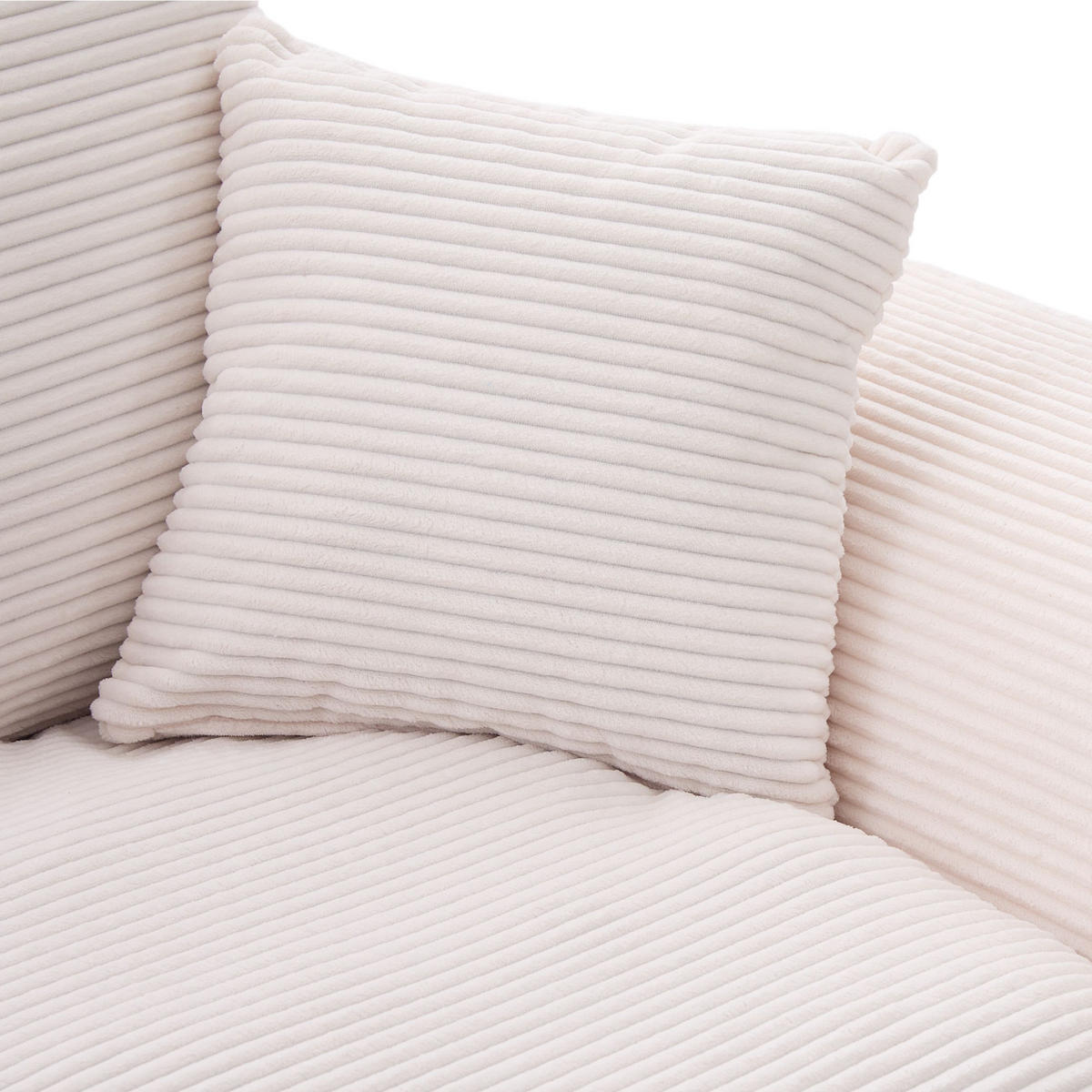 2-SITZER SOFA Cord Beige mit Kissen - Beige, Textil (204/84/102.5cm) - WISHDOR