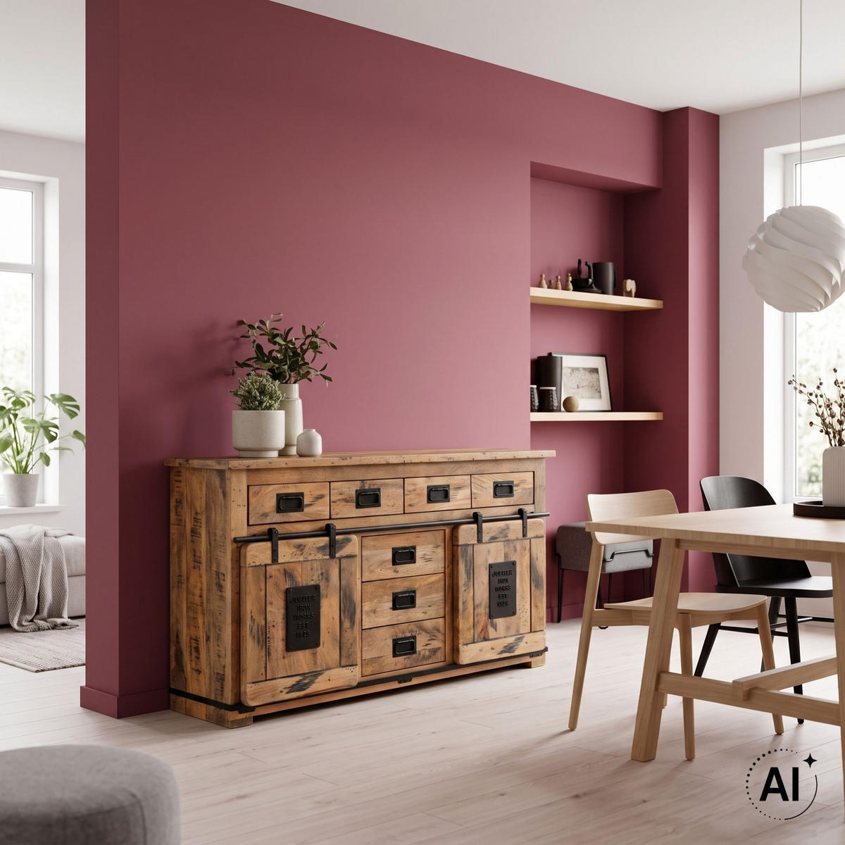 SIDEBOARD Florenz 150 x 45 x 90 cm - Schwarz/Braun, Holz/Metall (150/90/45cm) - Mr. Deko