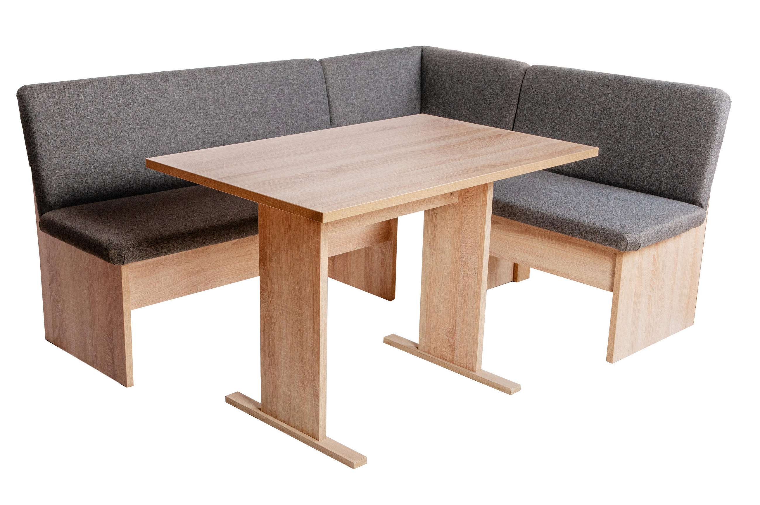 ECKBANKGRUPPE Die Vielseitige Tisch I - Eichefarben/Grau, Holzwerkstoff/Textil (145/86/185cm) - Kundler Home