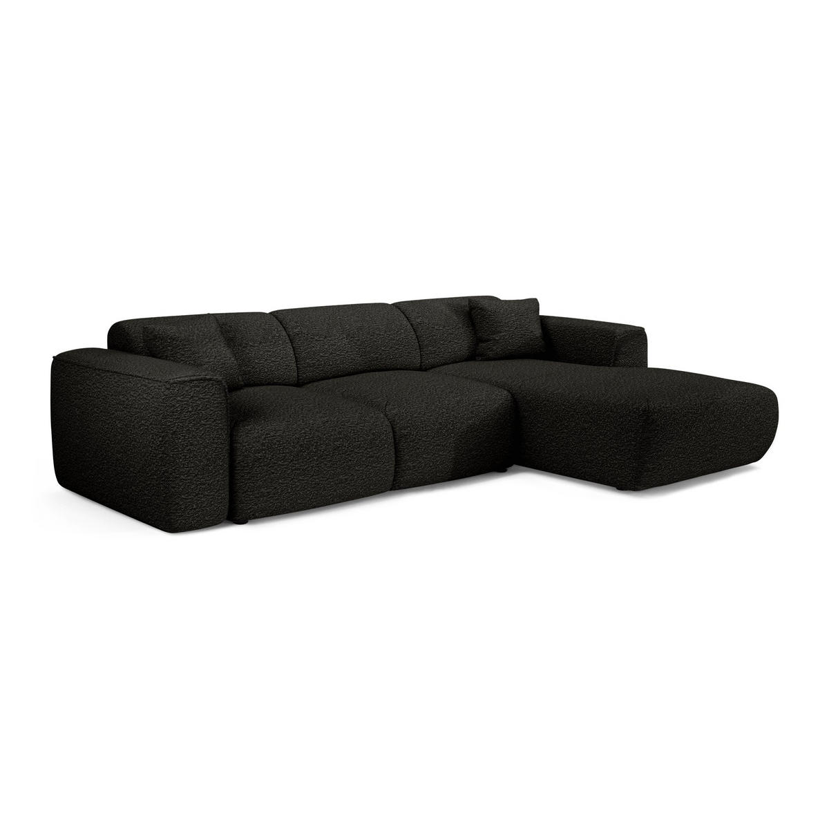 ECKSCHLAFSOFA Bouclé-Stoff Schwarz 283cm - Schwarz, Textil (283/180cm) - Sia Home