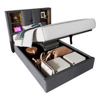 POLSTERBETT 90/200 cm Grau mit kabellosem Laden und USB-Anschlüssen - Grau, Textil (90/200cm) - OKWISH