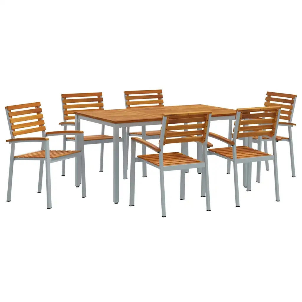 LOUNGEGARNITUR Garten 7-teiliges Grau - Grau, Holz - Kaket