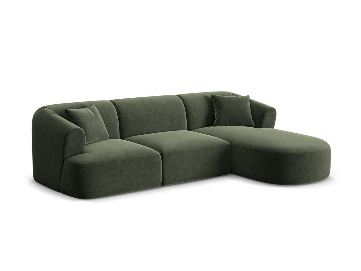 MODULARES-ECKSOFA rechts Campi aus Samt grün 4 Sitzplätze - Grün, Textil (156/256cm) - Cosmopolitan Design