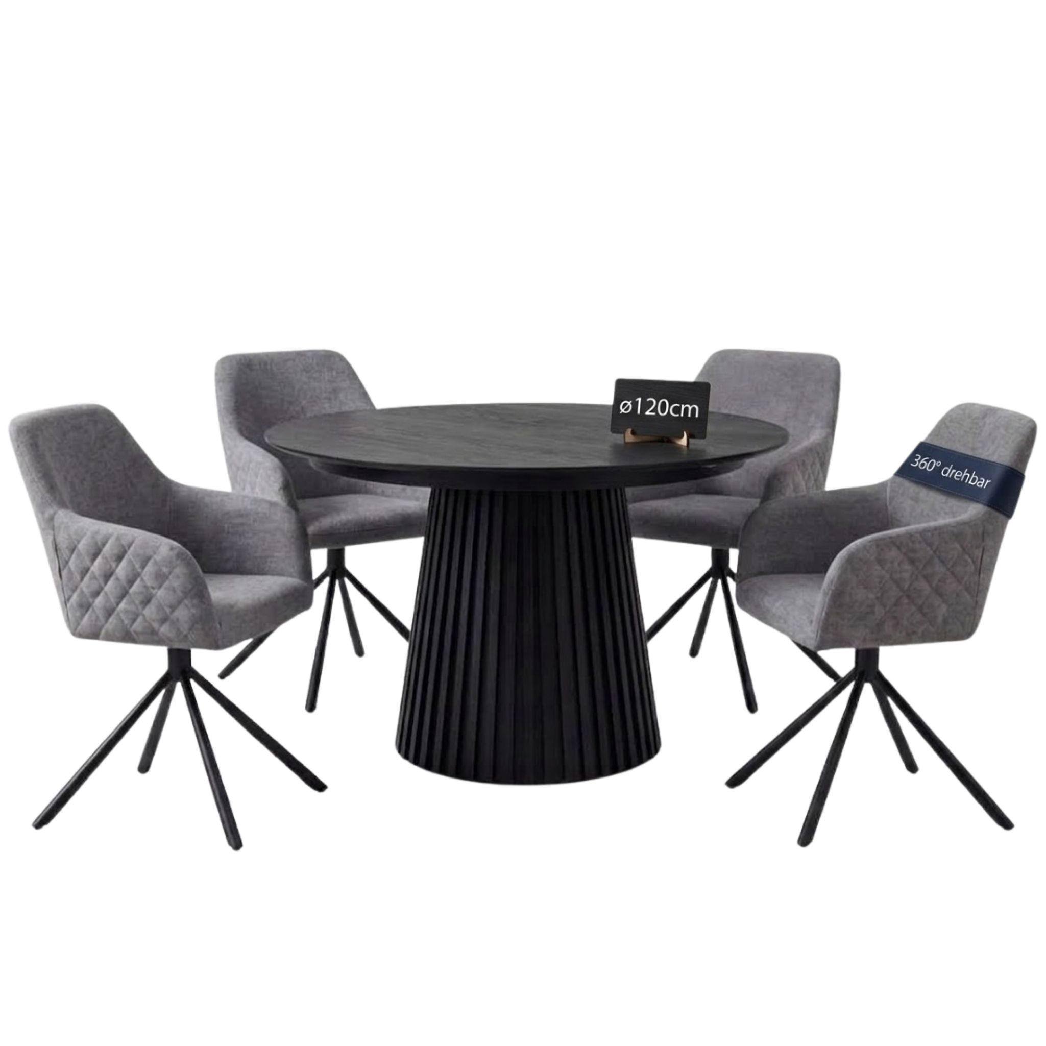 Mr. Deko Esszimmer-Set Schwarz 120x75x120 cm
