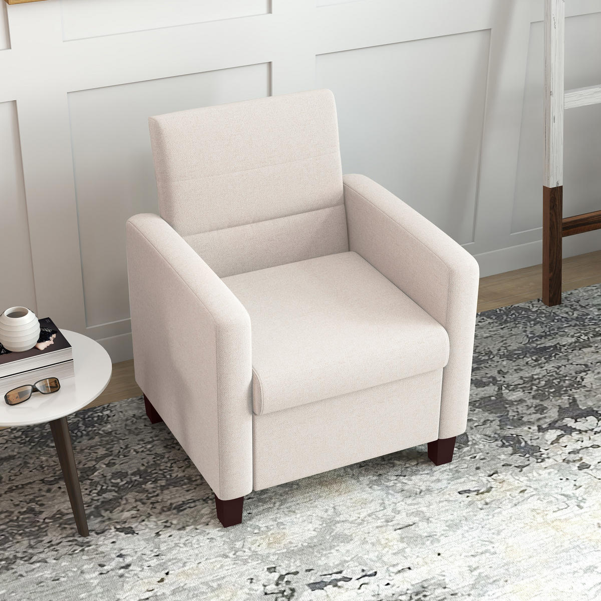 SESSEL Leinenoptik 78L x 71B x 87H cm Cremeweiß - Weiß, Kunststoff (71/87/78cm) - HOMCOM