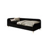 EINZELBETT aus Polyester und Cord Kobbevik Seite Links 80x200 cm, Schwarz - Schwarz, Textil (80/200cm) - Meblito