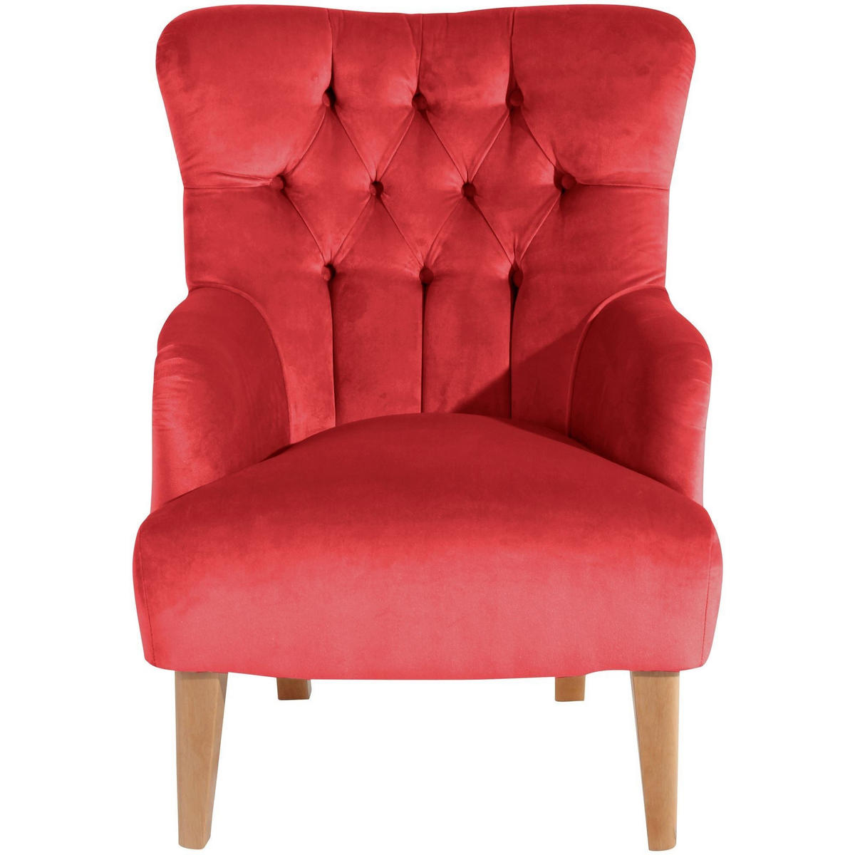 SESSEL Kaiya Bezug Samtvelours Buche natur / rot - Rot, Kunststoff (71/97/82cm) - 58aufmkessel
