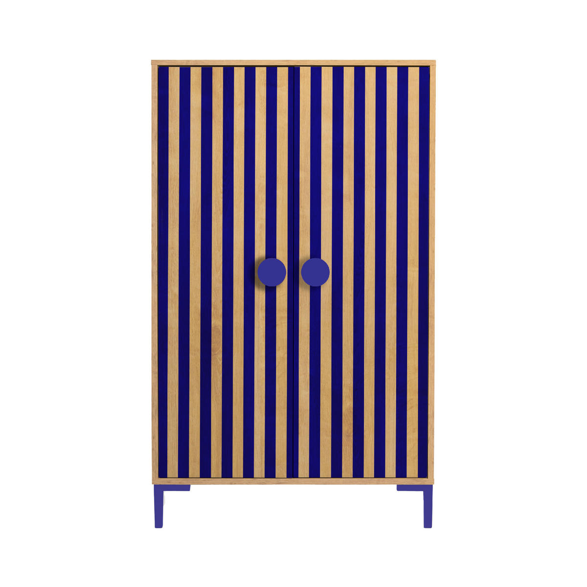 KLEIDERSCHRANK mit 2 Türen, Eichenholzoptik mit blauen Streifen ALVA KIDS - Blau/Eiche Artisan, Holzwerkstoff (75/123/45cm) - RNT By Really Nice Things