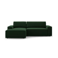 ECKSOFA ausklappbar links mit Container Jodie aus Samt flaschengrün 3 Sitzplätze - Dunkelgrün, Textil (246/151cm) - Micadoni
