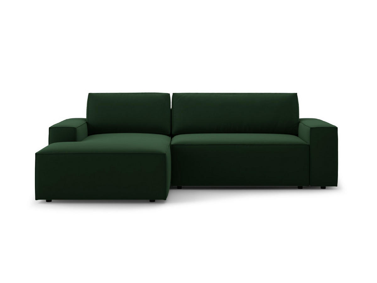 ECKSOFA ausklappbar links mit Container Jodie aus Samt flaschengrün 3 Sitzplätze - Dunkelgrün, Textil (246/151cm) - Micadoni
