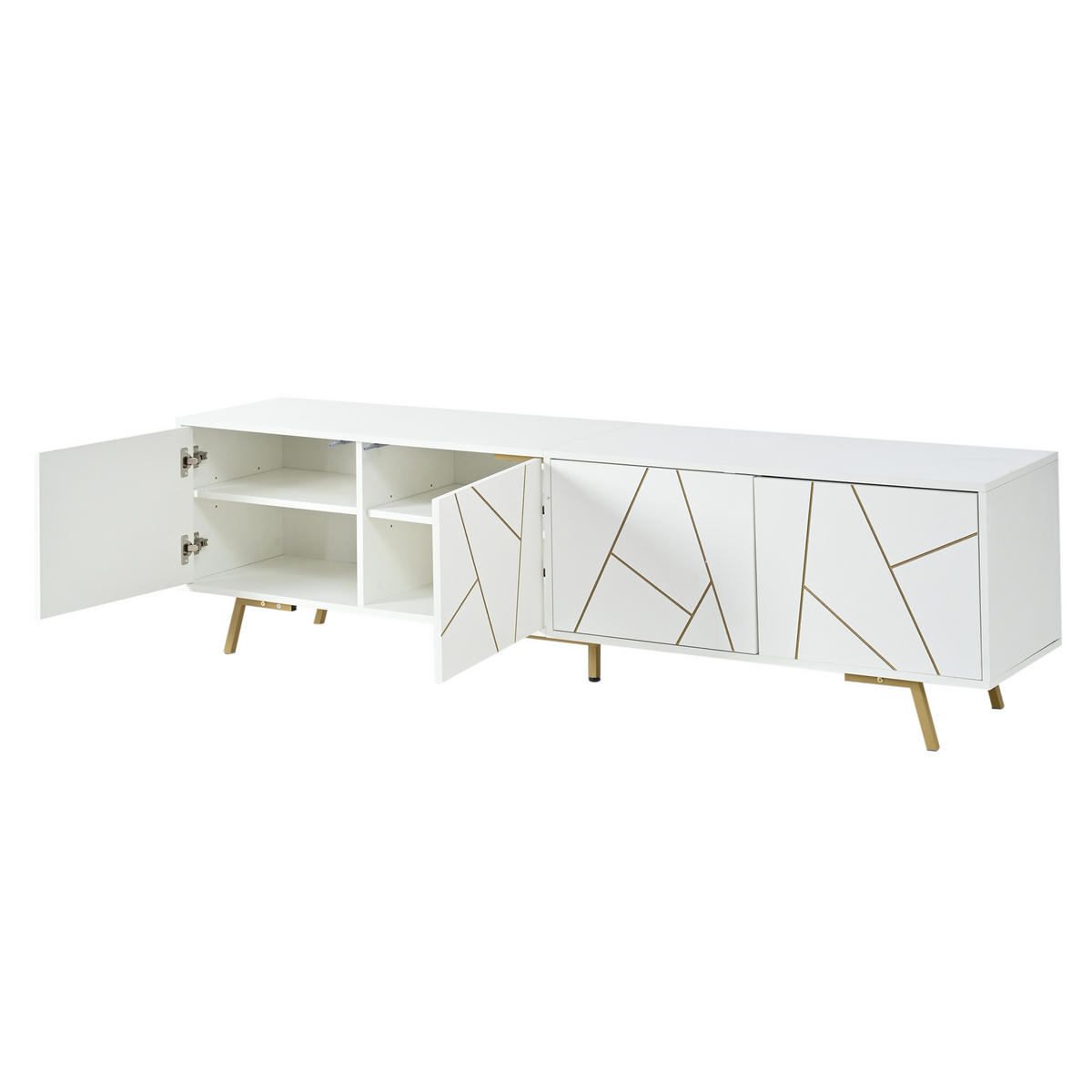 TV-ELEMENT 190/40/51.5 cm Weiß mit 4 Schranktüren - Weiß, Holz (190/51.5/40cm) - Oxeza